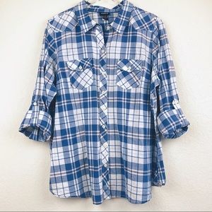 Torrid | Blue Plaid Button Down